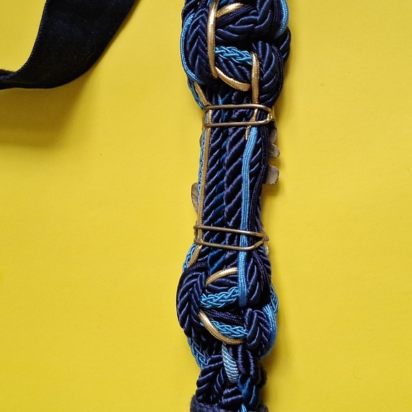 Vintage Ione Braided Western Belt – Denim & Blue Cord with Cowboy Buckle (39”) - Picture 6 of 9